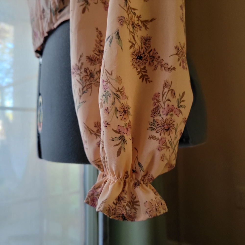 Astr Floral Corset Blouse with Ruffle in Pink Purple New With Tags Size Large - Picture 4 of 10